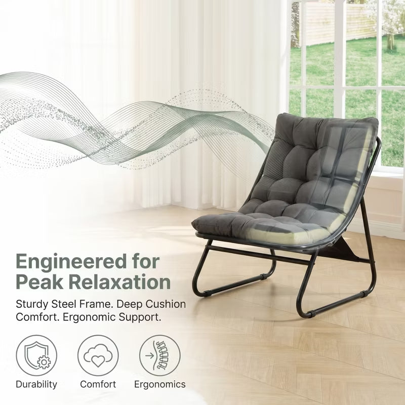 Patio Lounge Chair with Ottoman & Thick Cushion