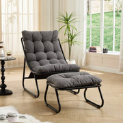Patio Lounge Chair with Ottoman & Thick Cushion