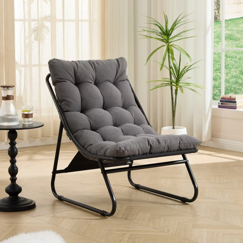 Patio Lounge Chair with Ottoman & Thick Cushion