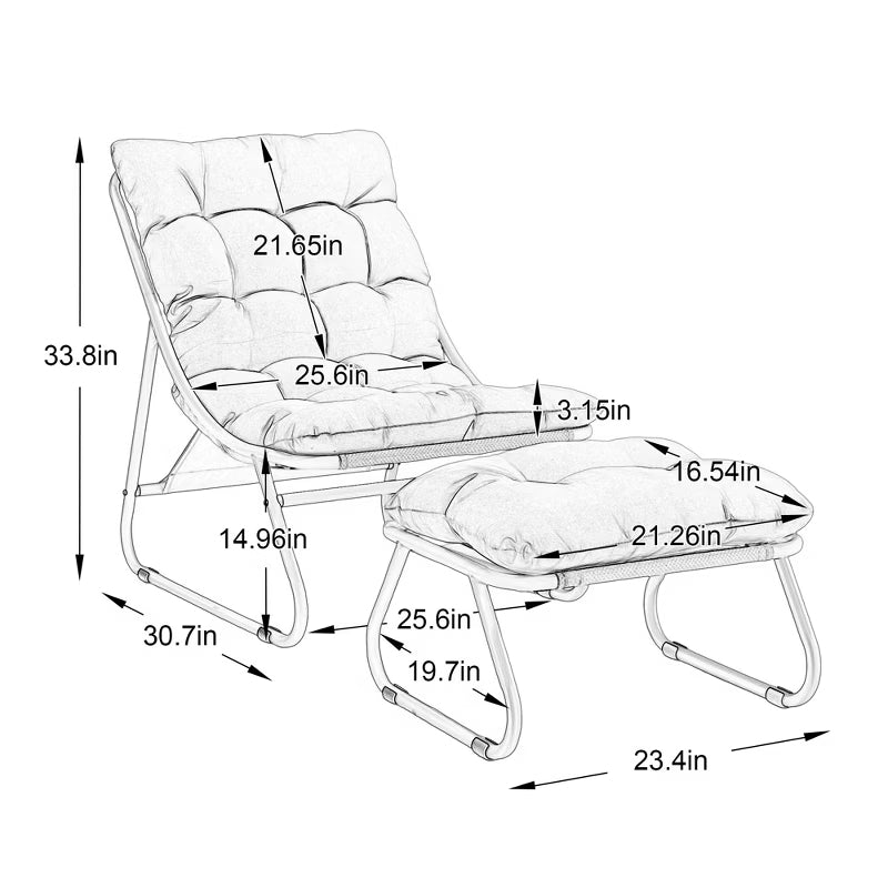 Patio Lounge Chair with Ottoman & Thick Cushion