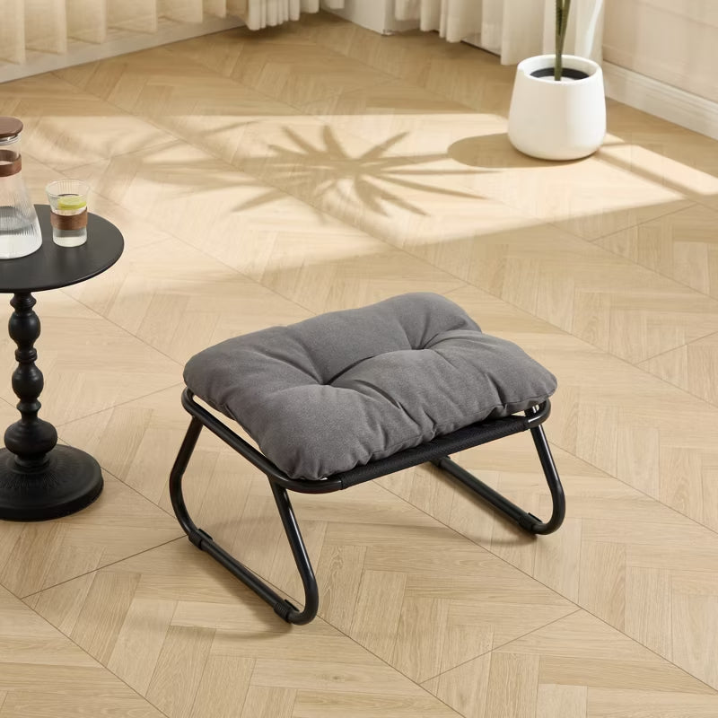 Patio Lounge Chair with Ottoman & Thick Cushion