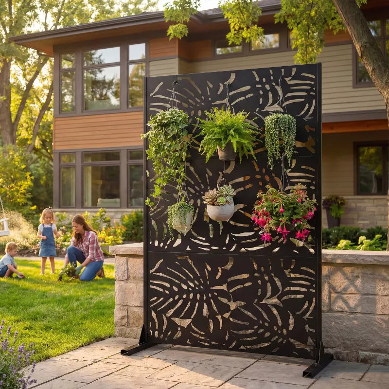 3.3x6 Ft Metal Room Divider – Freestanding Decorative Privacy Screen for Outdoor & Indoor