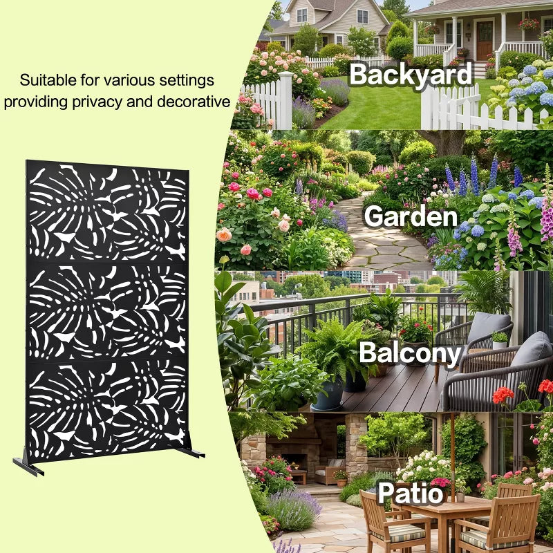 3.3x6 Ft Metal Room Divider – Freestanding Decorative Privacy Screen for Outdoor & Indoor