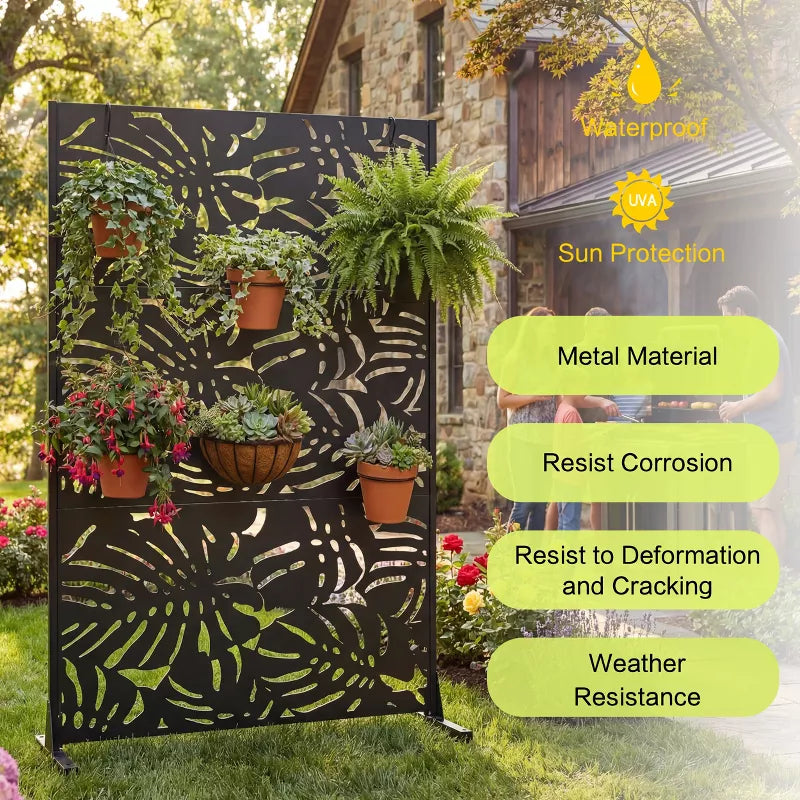 3.3x6 Ft Metal Room Divider – Freestanding Decorative Privacy Screen for Outdoor & Indoor