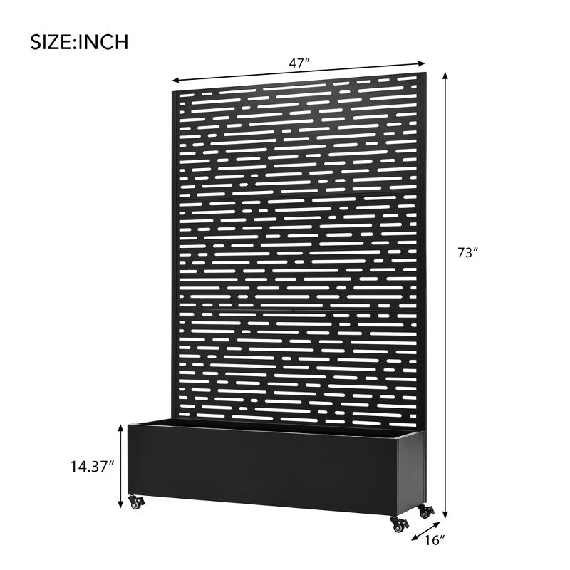 3-in-1 Raised Garden Bed with Trellis Privacy Screen & Mobile Metal Planter Box