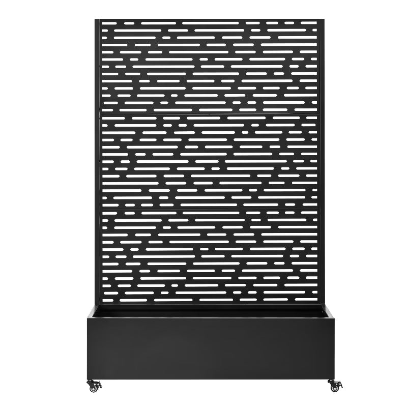3-in-1 Raised Garden Bed with Trellis Privacy Screen & Mobile Metal Planter Box