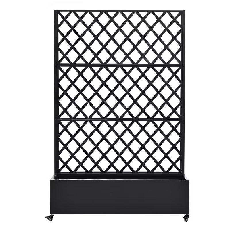 Outdoor Mobile Planter Box with Privacy Screen for Climbing Vegetables, Vines & Flowers