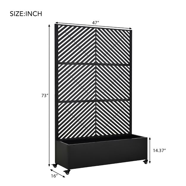 Metal Raised Garden Bed with Trellis & Privacy Screen, Large Planter Box on Wheel