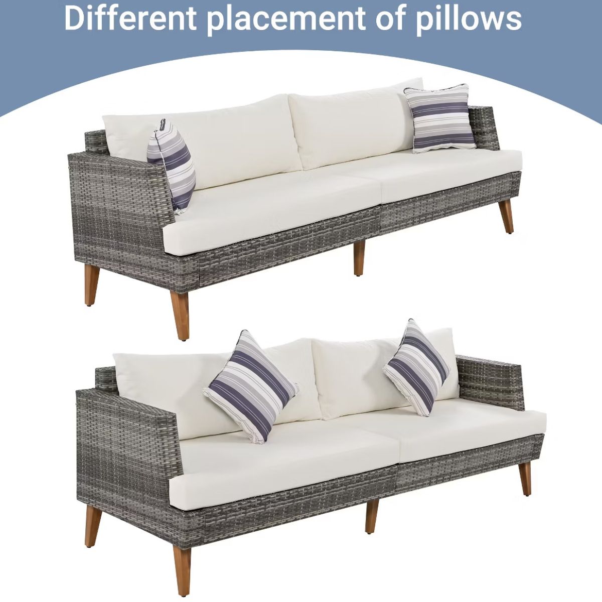 6-Piece Outdoor Patio Furniture Set with 86-Inch Wicker Sofa