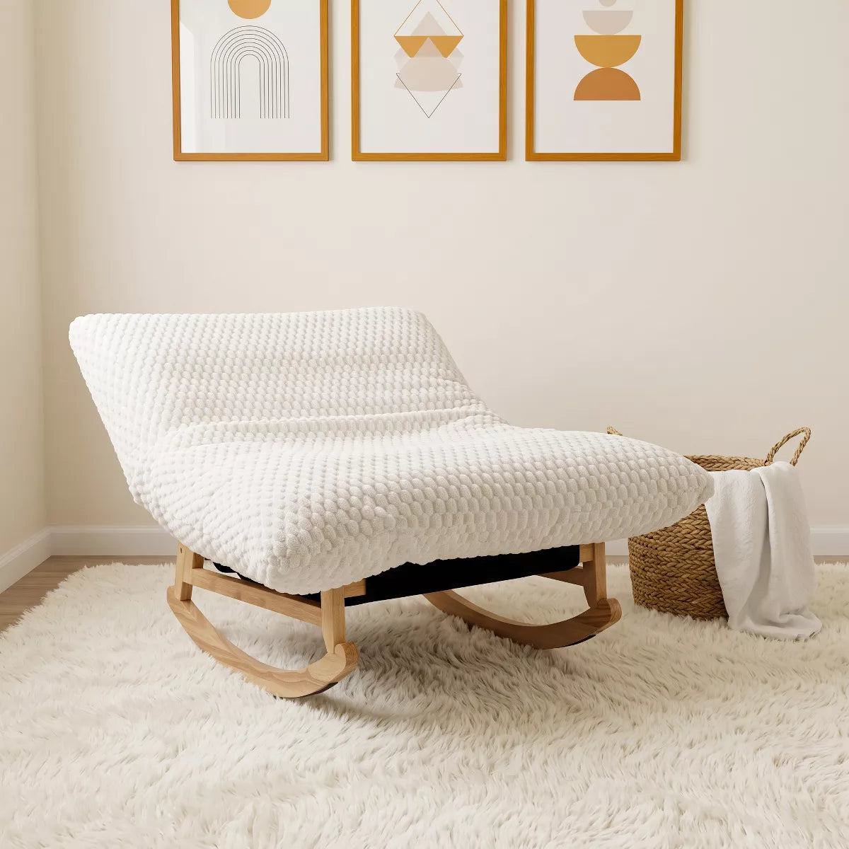 Rocking Chair with Plush Corduroy Seat for Cozy Reading & Relaxation