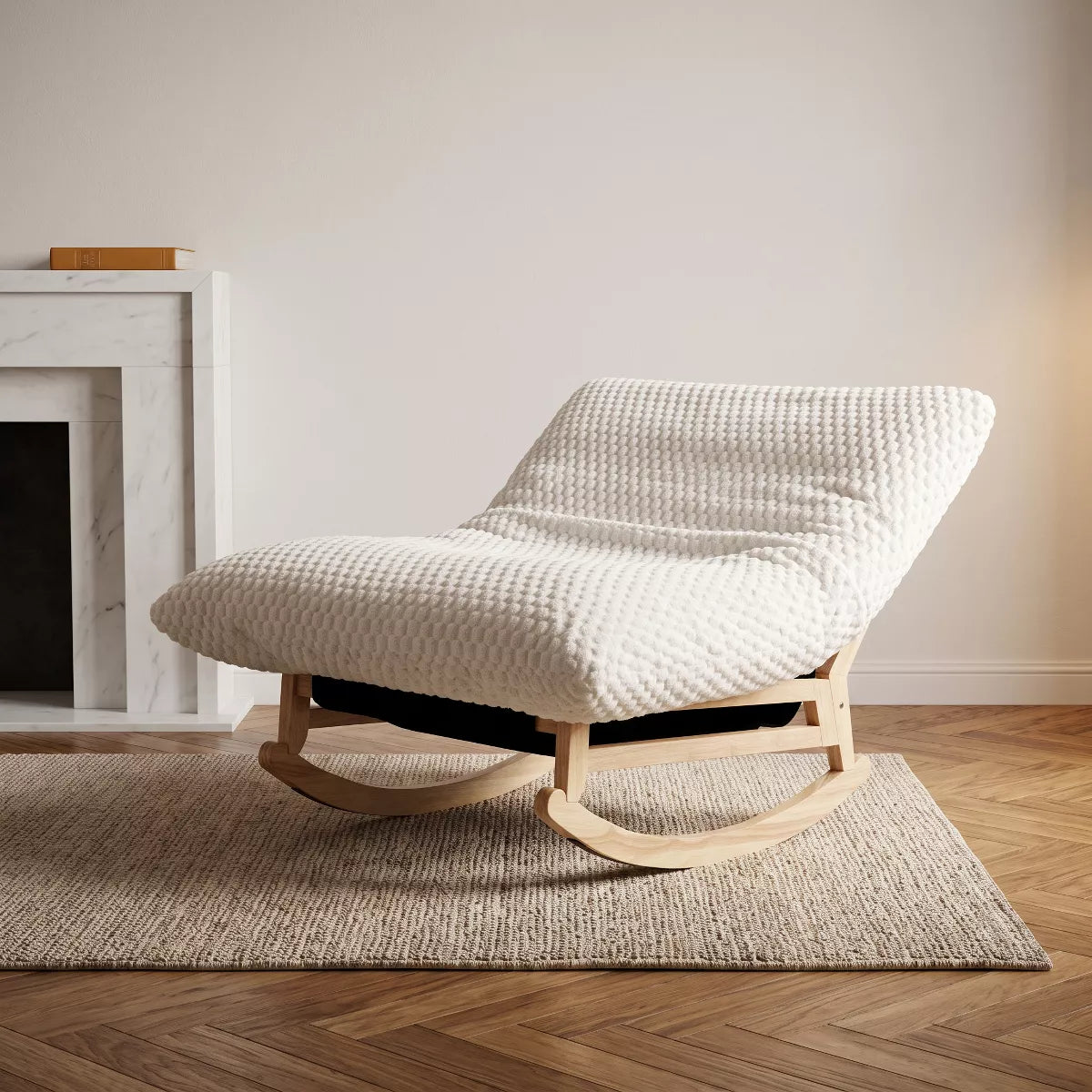 Rocking Chair with Plush Corduroy Seat for Cozy Reading & Relaxation