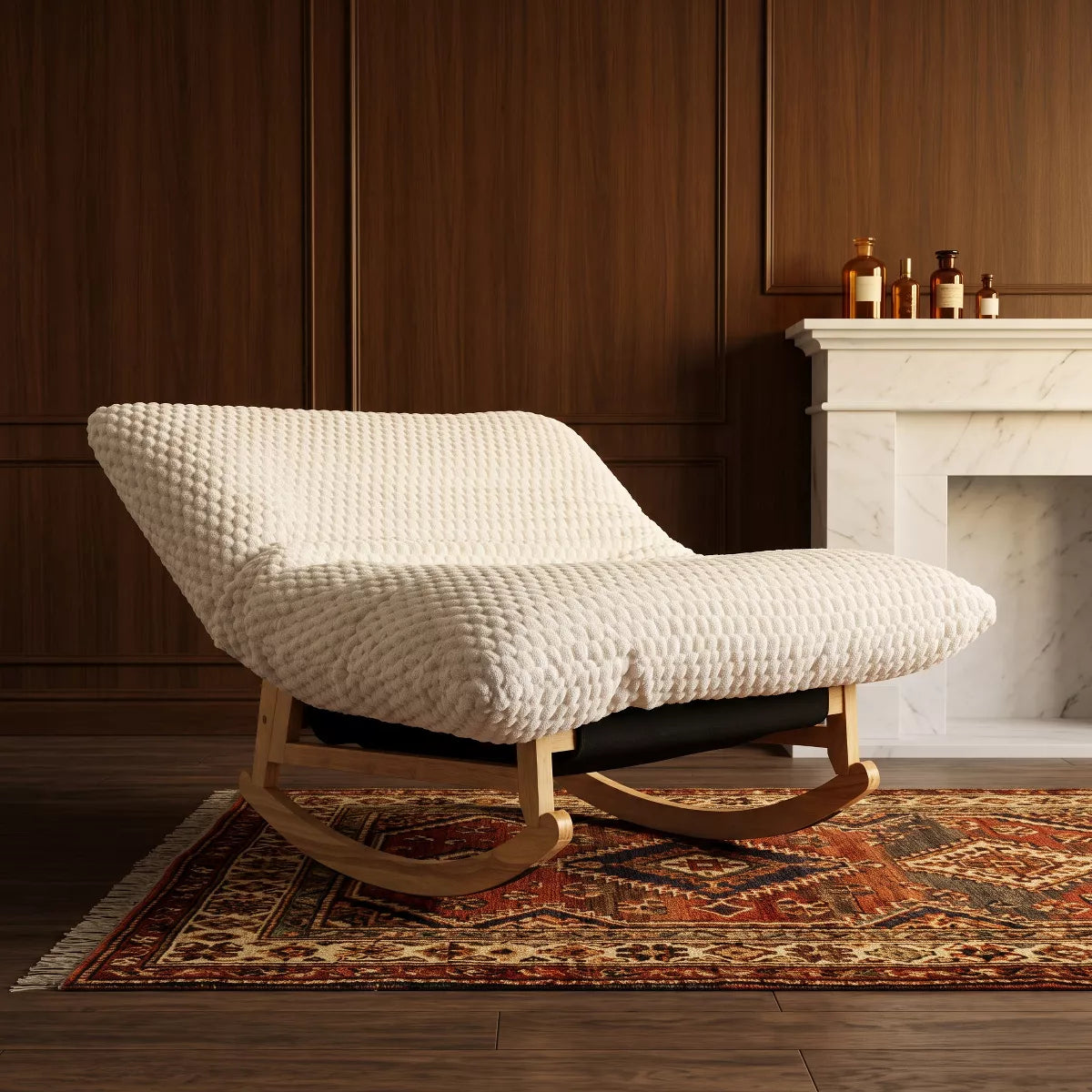Rocking Chair with Plush Corduroy Seat for Cozy Reading & Relaxation