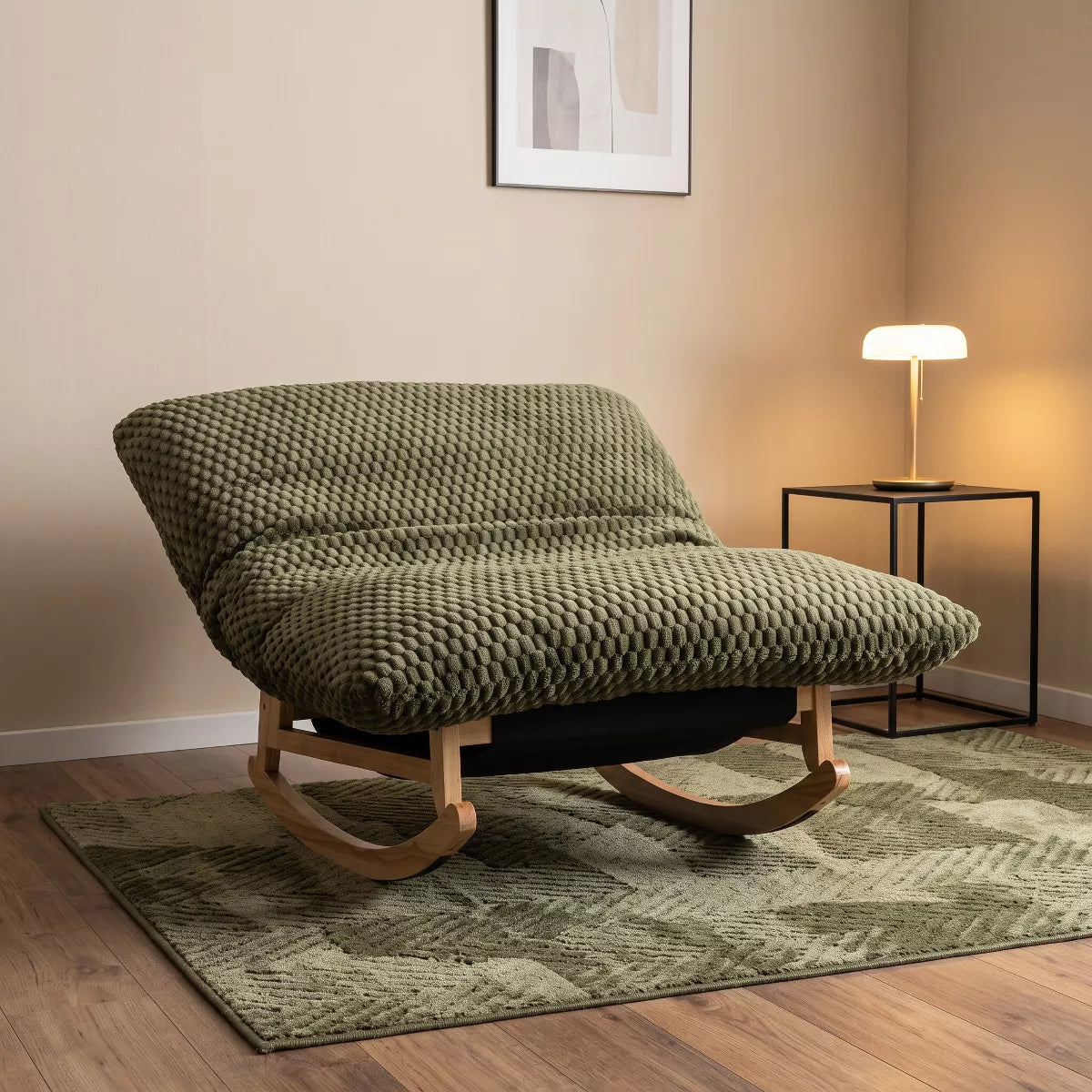 Rocking Chair with Plush Corduroy Seat for Cozy Reading & Relaxation