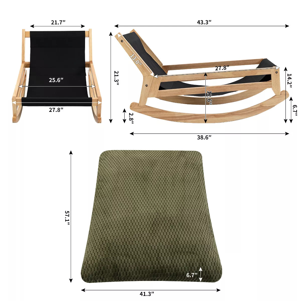 Rocking Chair with Plush Corduroy Seat for Cozy Reading & Relaxation