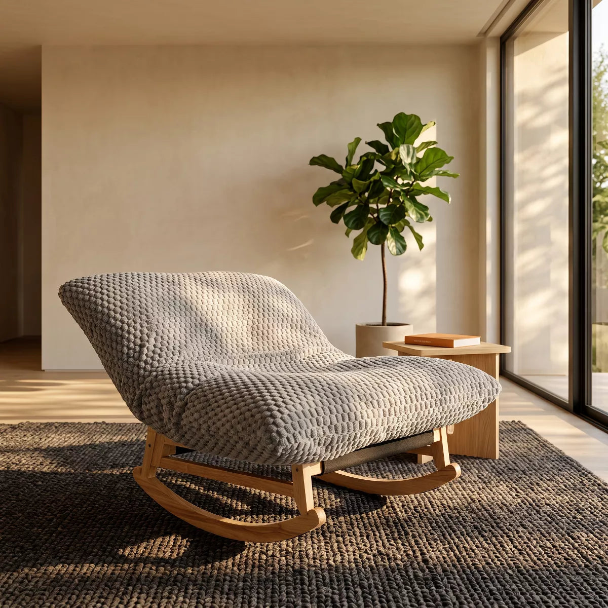 Rocking Chair with Plush Corduroy Seat for Cozy Reading & Relaxation
