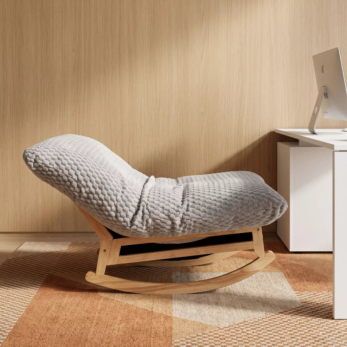 Rocking Chair with Plush Corduroy Seat for Cozy Reading & Relaxation