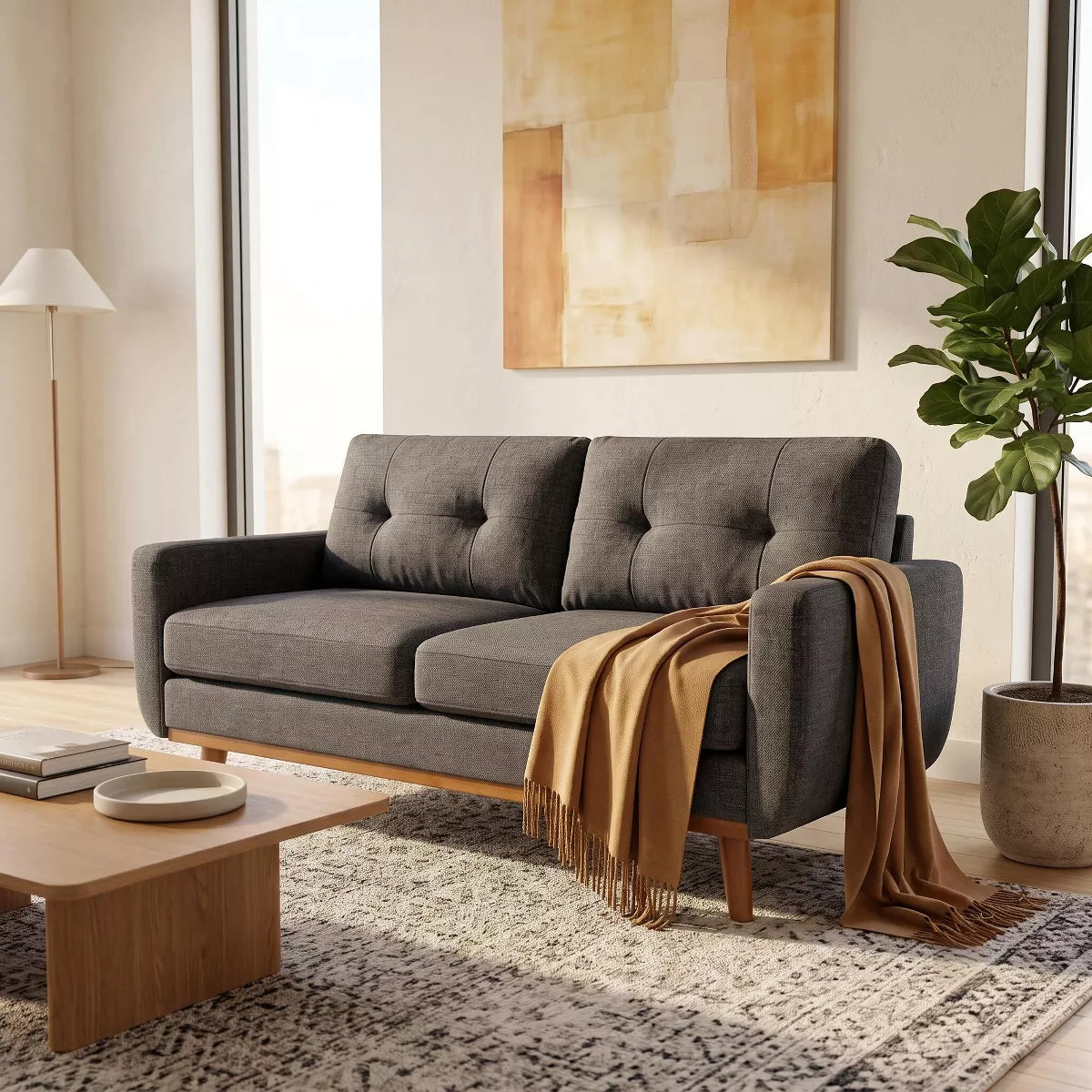 67.7" Loveseat Sofa with Tufted Upholstery, Foam Comfort & Wood Base