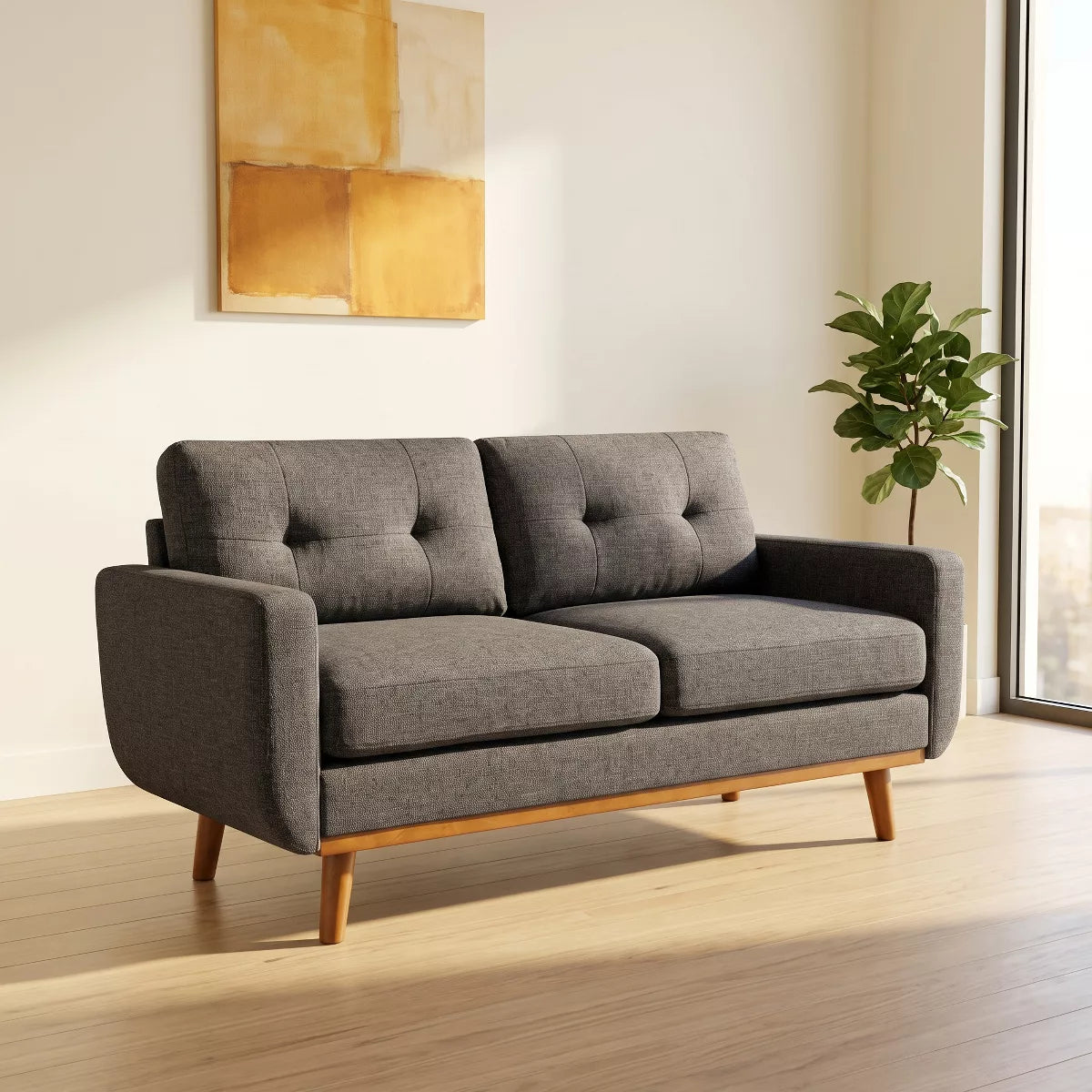 67.7" Loveseat Sofa with Tufted Upholstery, Foam Comfort & Wood Base
