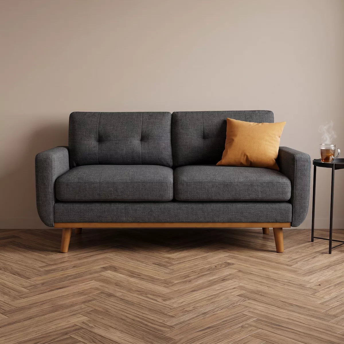 67.7" Loveseat Sofa with Tufted Upholstery, Foam Comfort & Wood Base