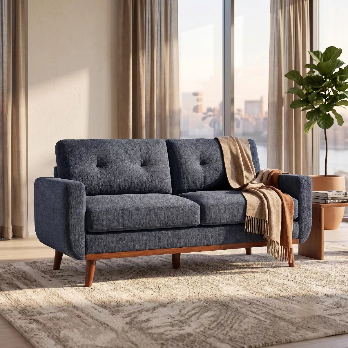 67.7" Loveseat Sofa with Tufted Upholstery, Foam Comfort & Wood Base