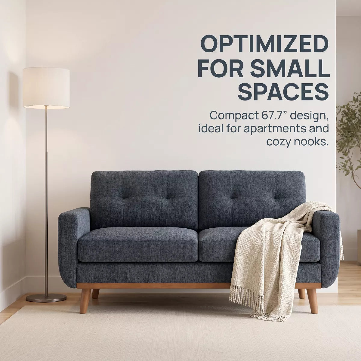 67.7" Loveseat Sofa with Tufted Upholstery, Foam Comfort & Wood Base