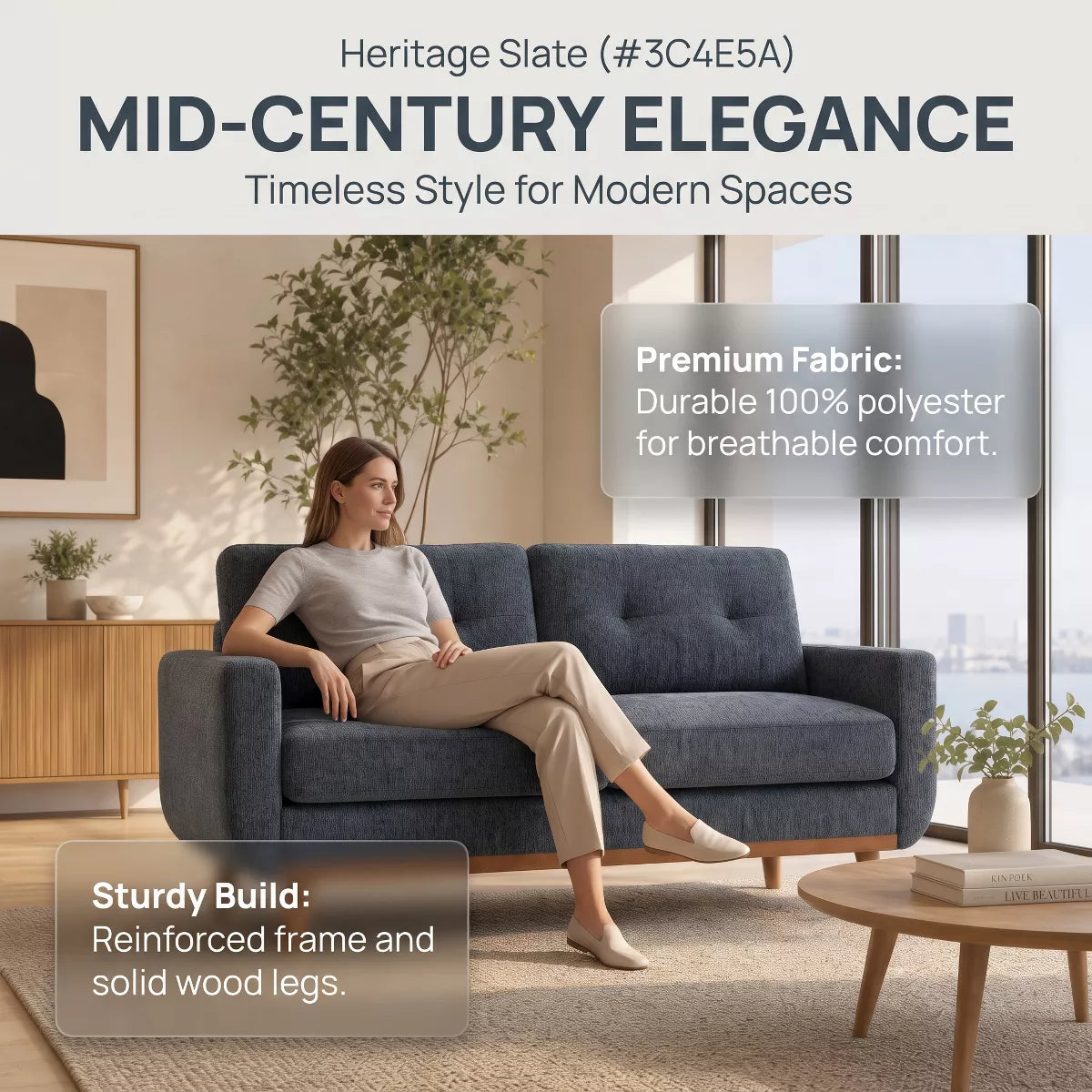 67.7" Loveseat Sofa with Tufted Upholstery, Foam Comfort & Wood Base