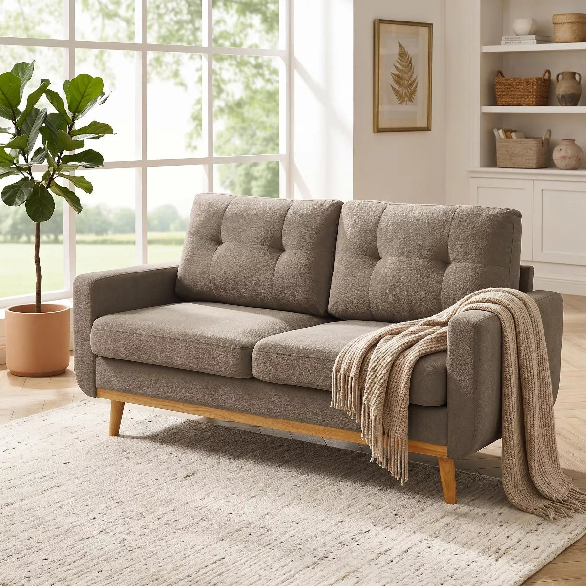 67.7" Loveseat Sofa with Tufted Upholstery, Foam Comfort & Wood Base