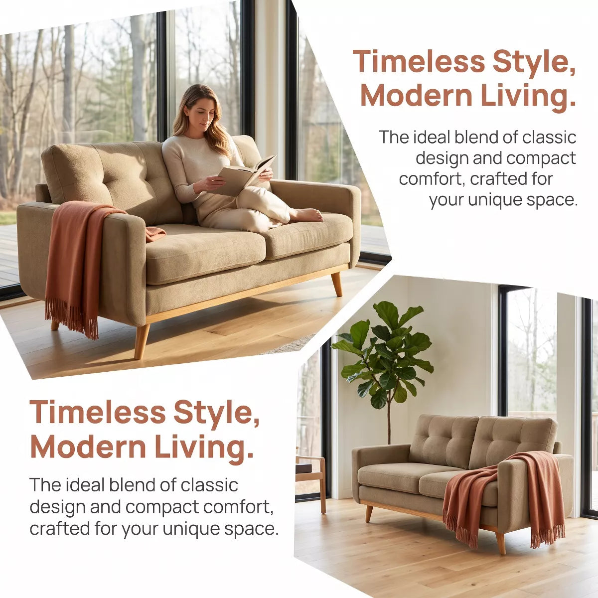67.7" Loveseat Sofa with Tufted Upholstery, Foam Comfort & Wood Base