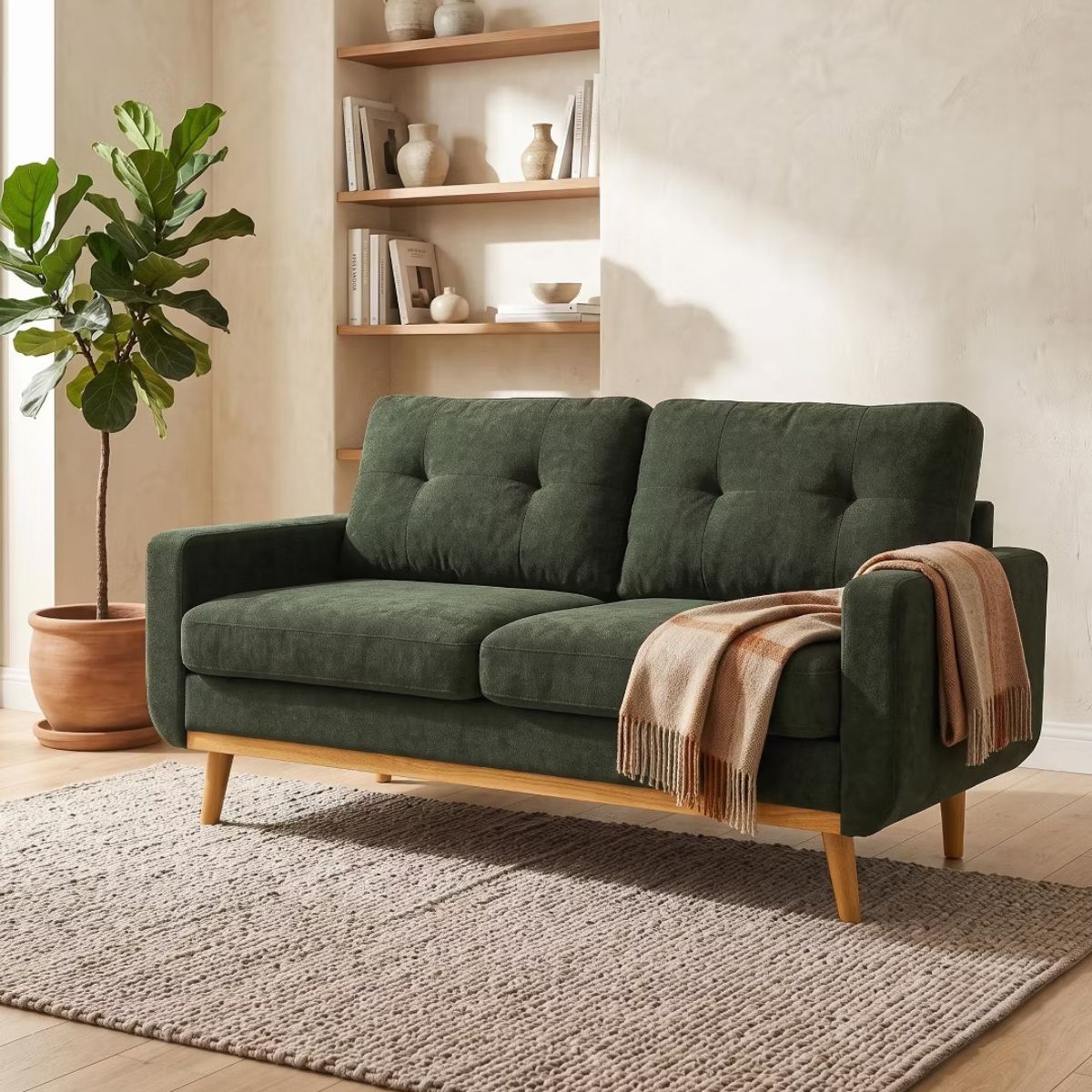 67.7" Loveseat Sofa with Tufted Upholstery, Foam Comfort & Wood Base