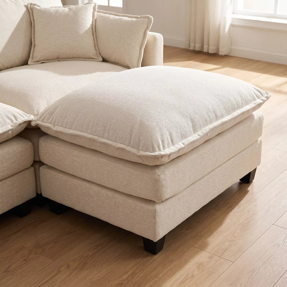 Modular Sectional Sofa with Ottoman, Reversible Sleeper Couch for Living Room