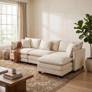 Modular Sectional Sofa with Ottoman, Reversible Sleeper Couch for Living Room