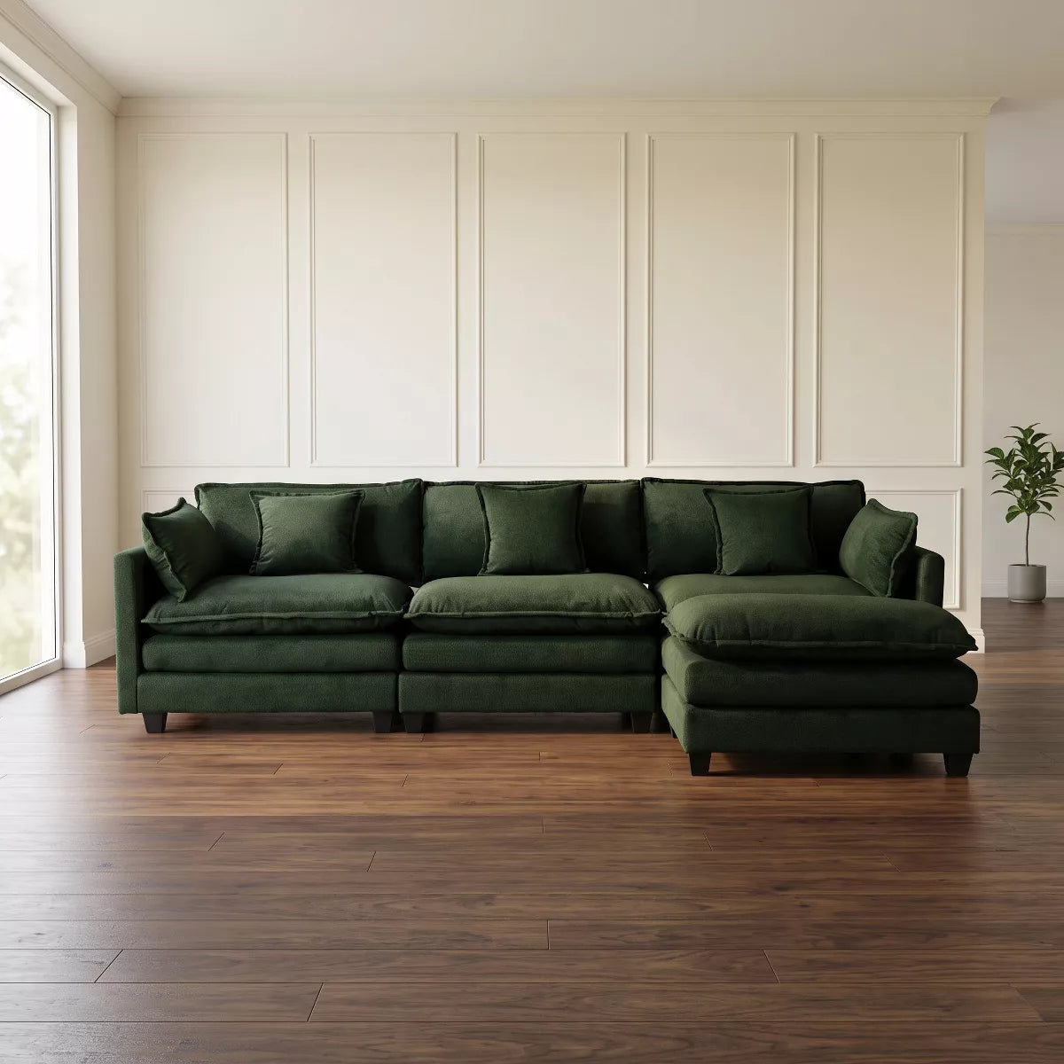 Modular Sectional Sofa with Ottoman, Reversible Sleeper Couch for Living Room