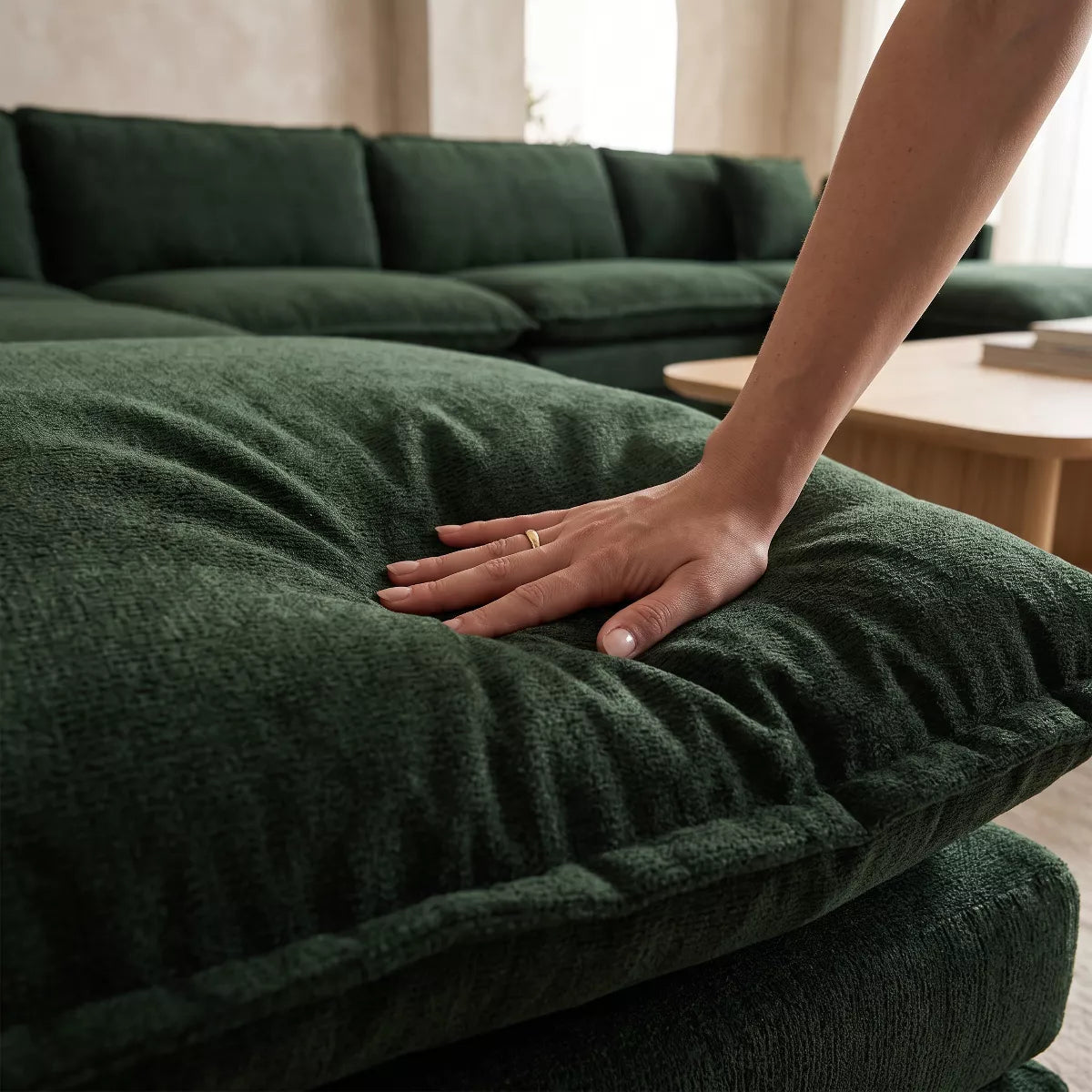Modular Sectional Sofa with Ottoman, Reversible Sleeper Couch for Living Room