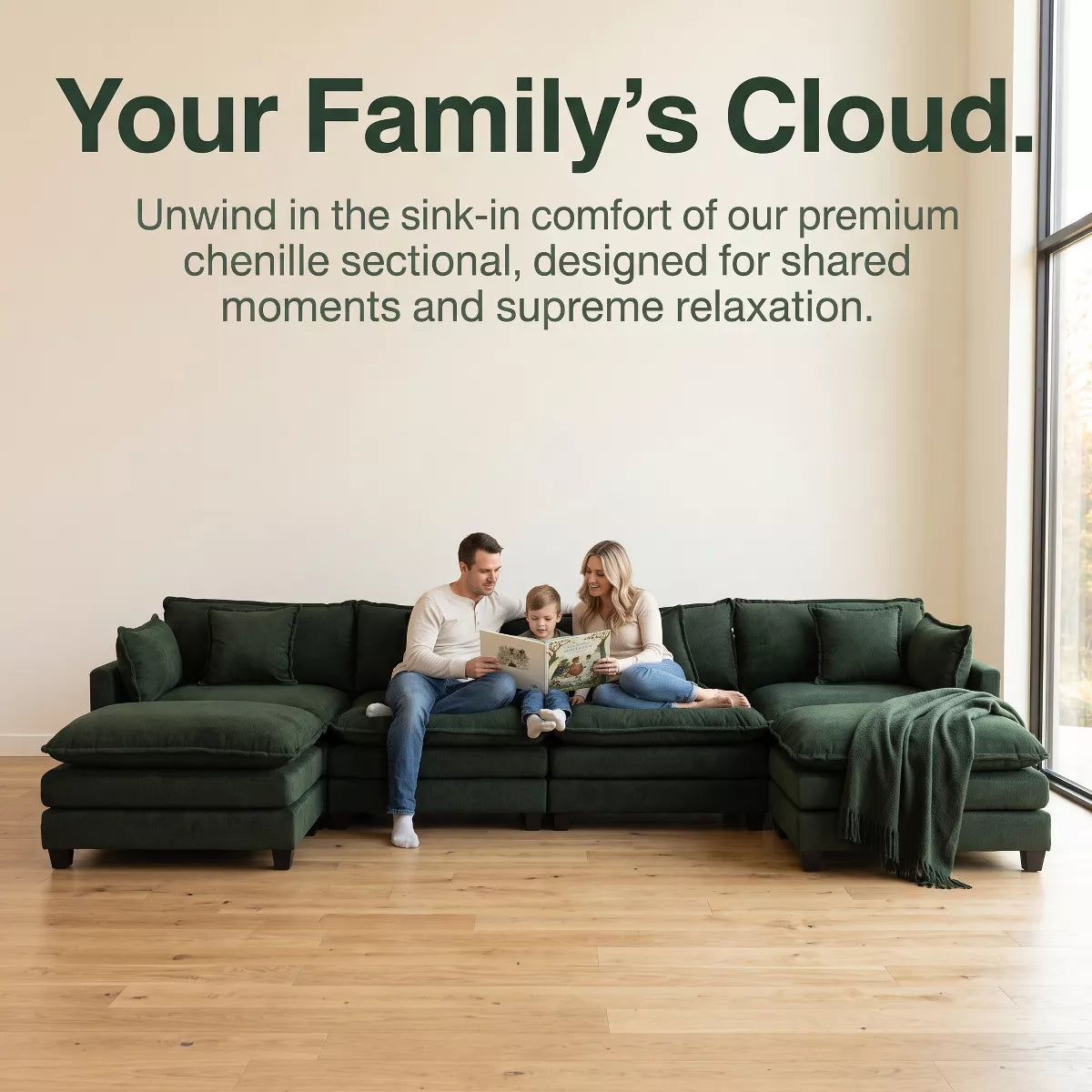 Modular Sectional Sofa with Ottoman, Reversible Sleeper Couch for Living Room