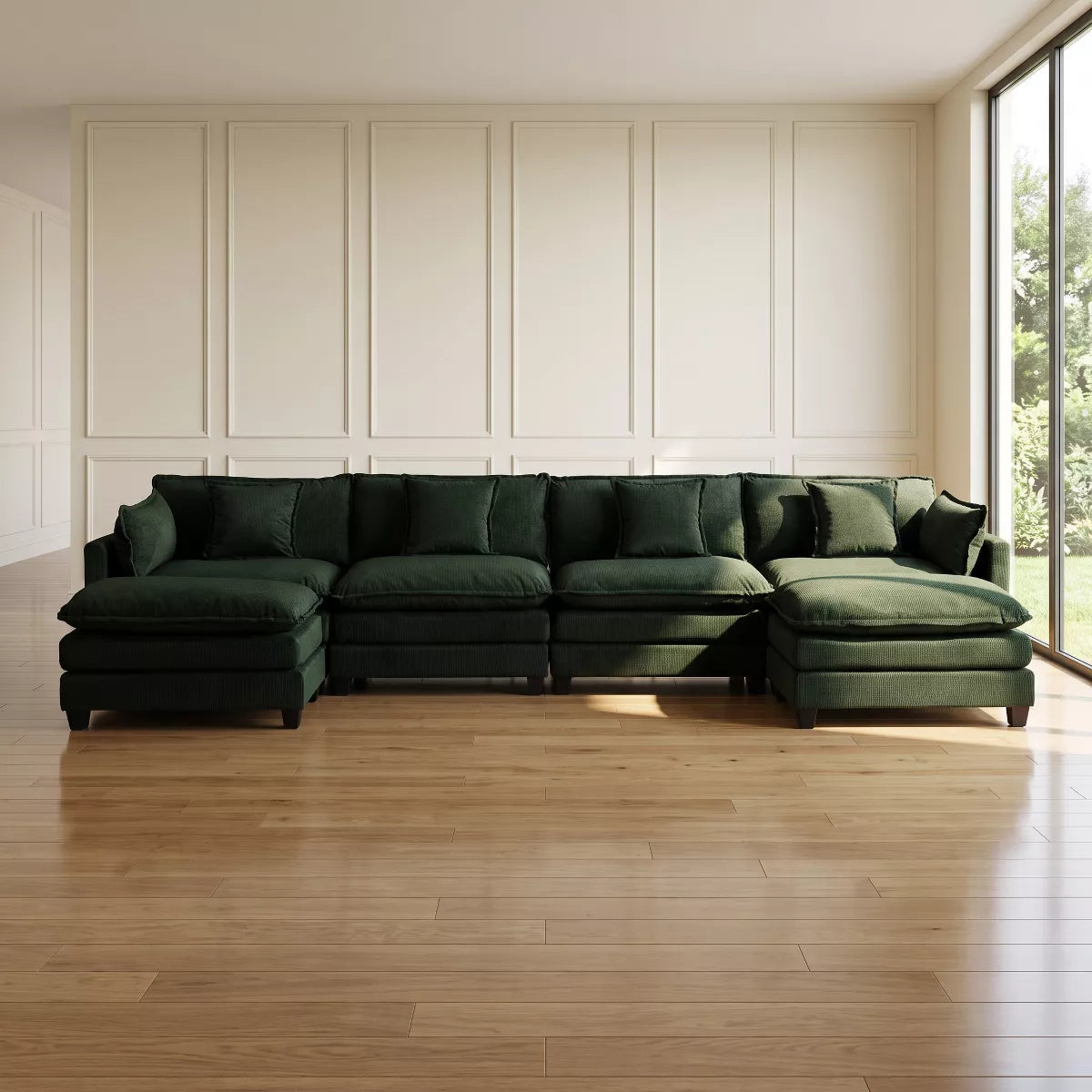Modular Sectional Sofa with Ottoman, Reversible Sleeper Couch for Living Room