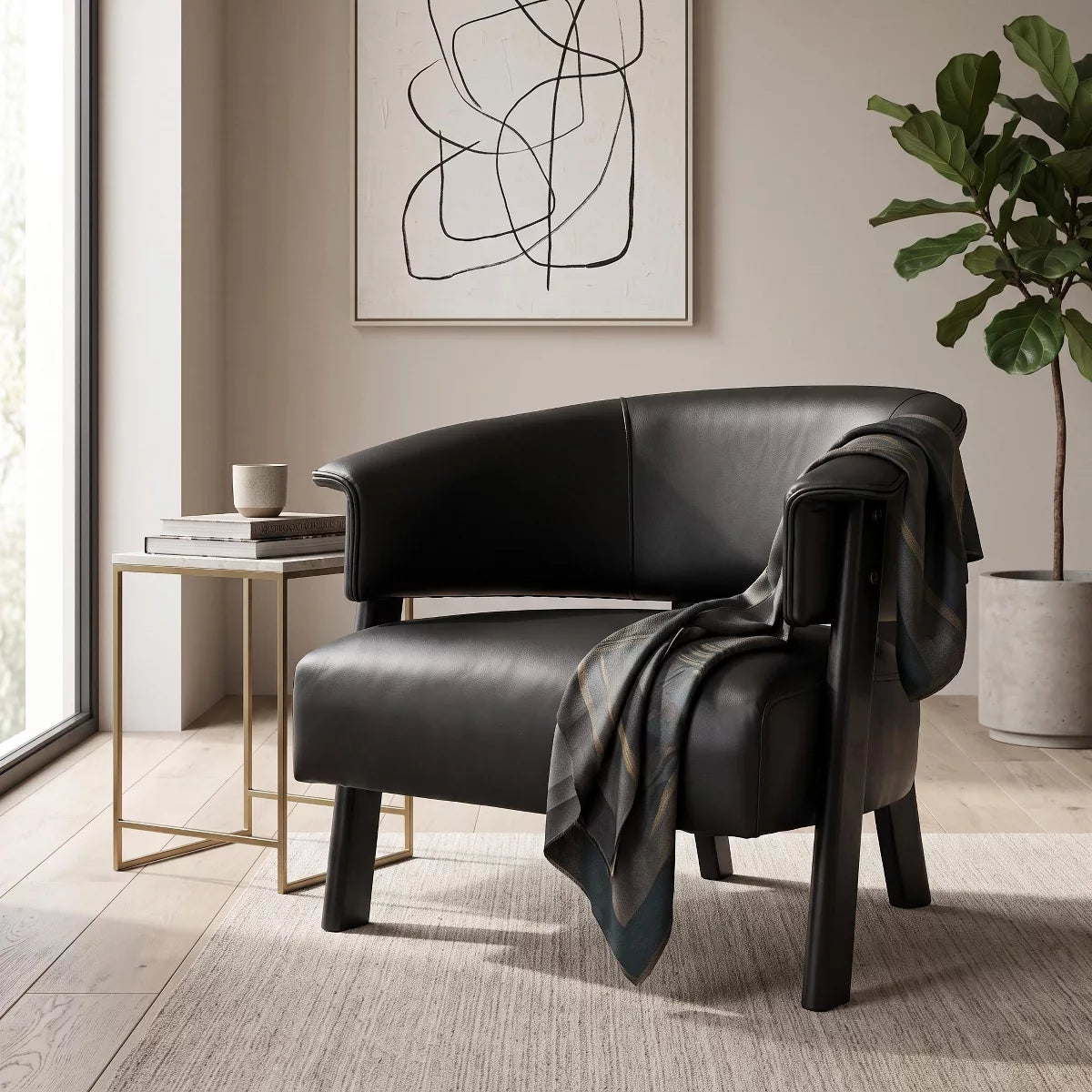 Wingback Accent Chair with 400 lb Capacity, Vintage Faux Leather Club Seating