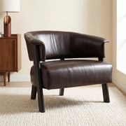Wingback Accent Chair with 400 lb Capacity, Vintage Faux Leather Club Seating