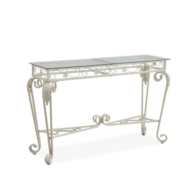 Glass Console Table for Entryway with Storage Shelf, Modern Narrow Sofa Table