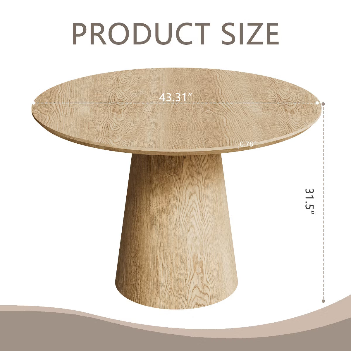43-Inch Round Dining Table with Sculptural Pedestal, Seats 4