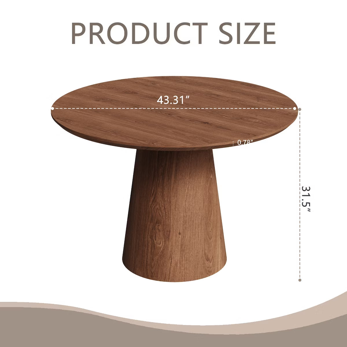 43-Inch Round Dining Table with Sculptural Pedestal, Seats 4