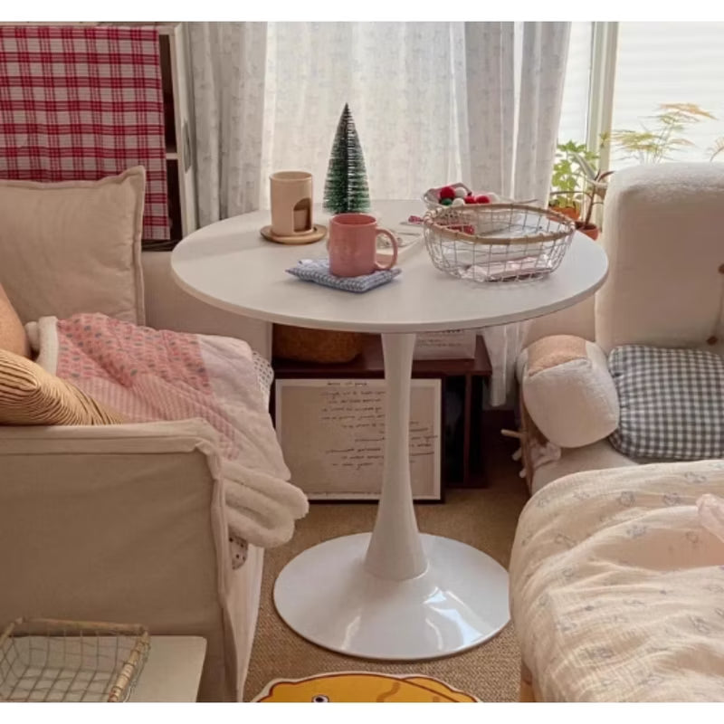24” Round White Tulip Dining Table for Apartment & Small Spaces