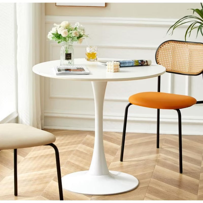24” Round White Tulip Dining Table for Apartment & Small Spaces