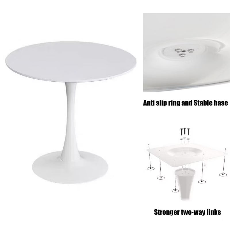 24” Round White Tulip Dining Table for Apartment & Small Spaces
