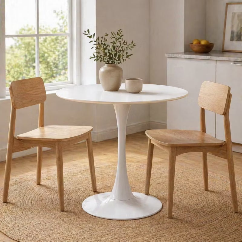 24” Round White Tulip Dining Table for Apartment & Small Spaces