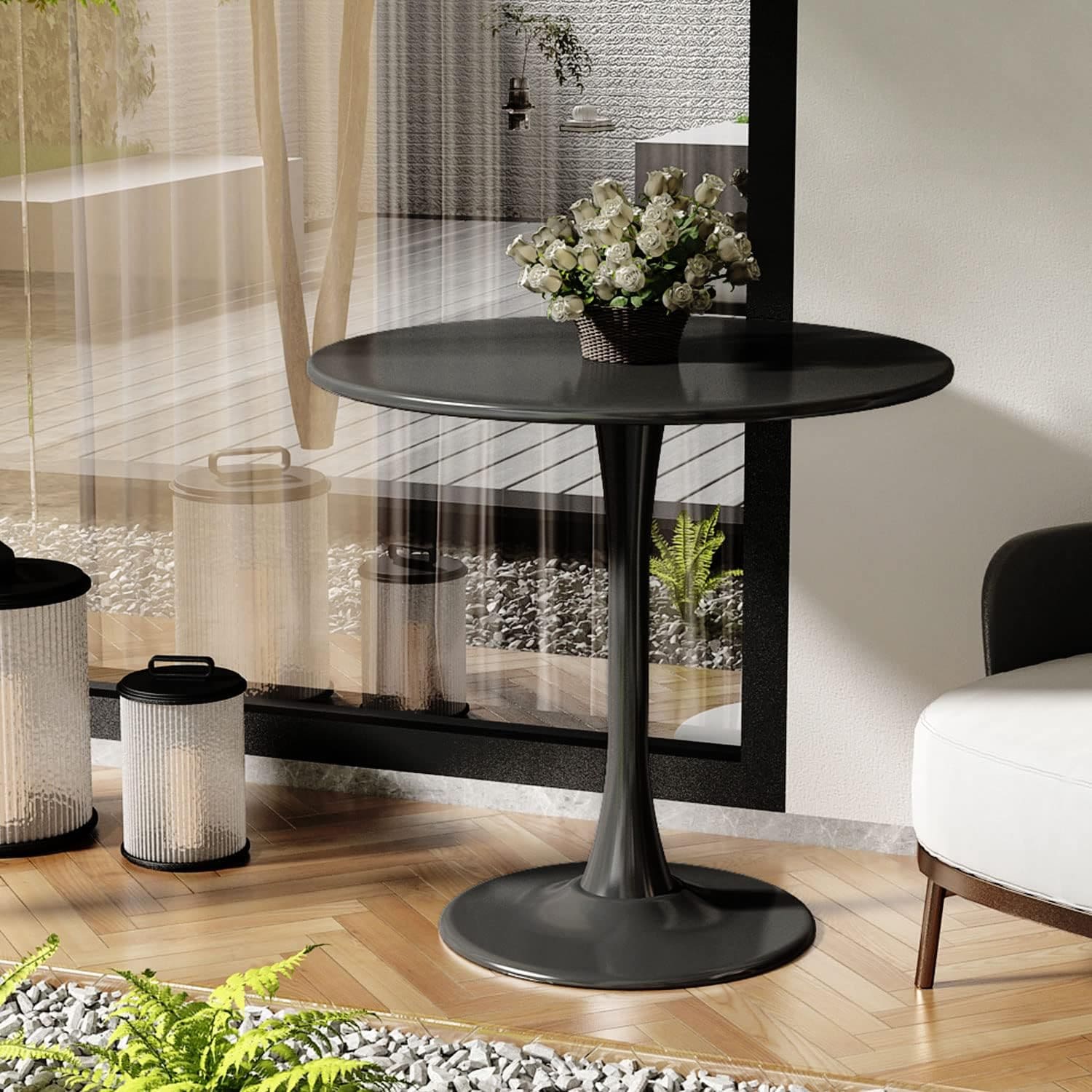 Round White Tulip Dining Table for Apartment & Small Spaces