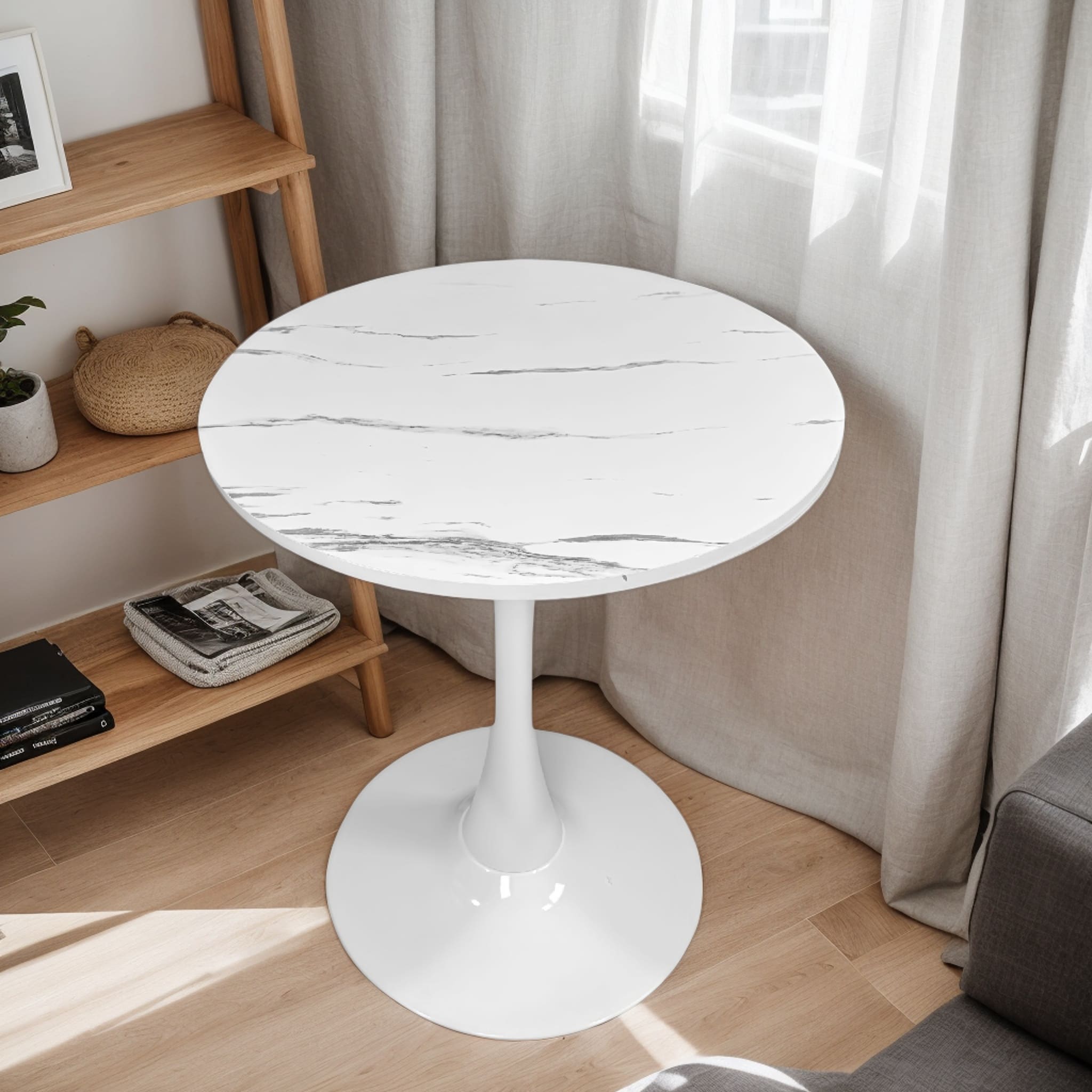 Round White Tulip Dining Table for Apartment & Small Spaces