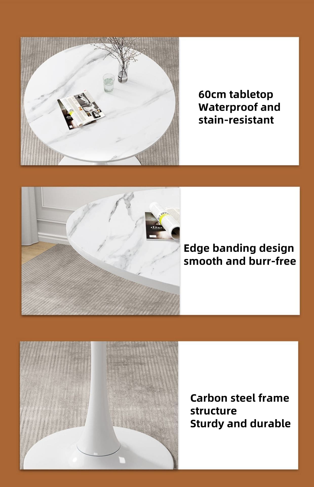 Round White Tulip Dining Table for Apartment & Small Spaces