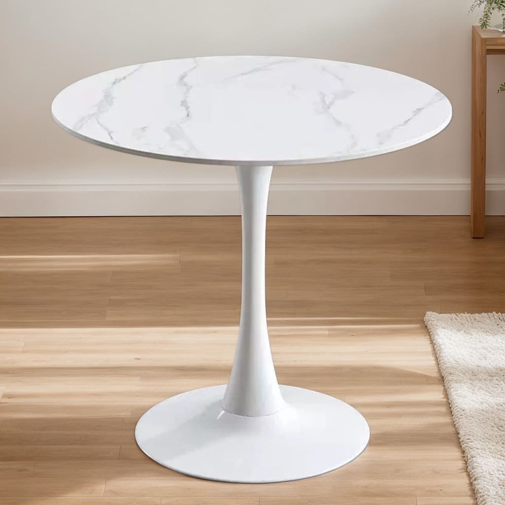 Round White Tulip Dining Table for Apartment & Small Spaces