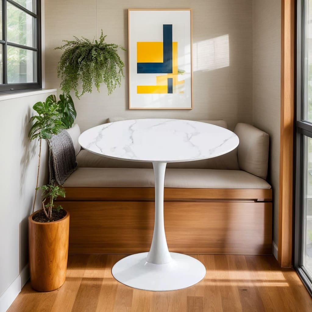 Round White Tulip Dining Table for Apartment & Small Spaces