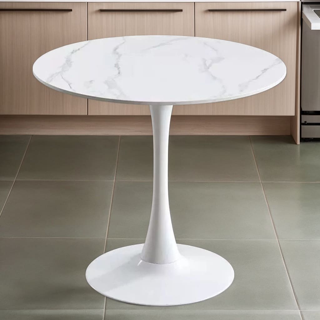 Round White Tulip Dining Table for Apartment & Small Spaces